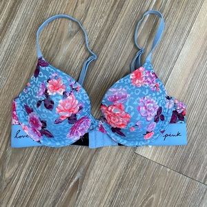 Victoria’s Secret pink lace up push-up bra